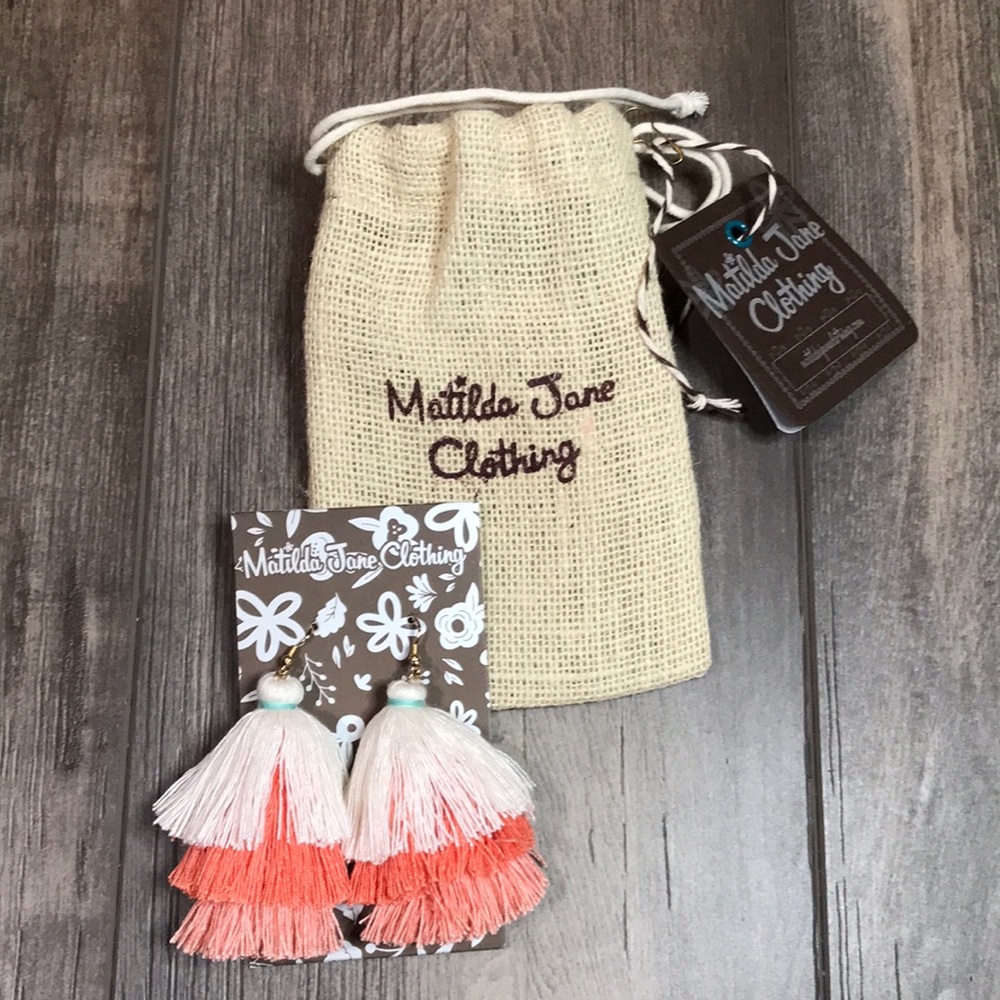 Matilda Jane earrings - fringe - tassel - coral -pink - blush women/girls